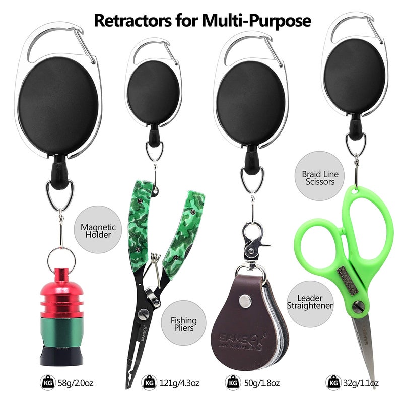 SAMSFX Fishing Quick Knot Tying Tool 3.7" Large Size 4 in 1 Mono Line Clipper with Zinger Retractor Combo - Image 5